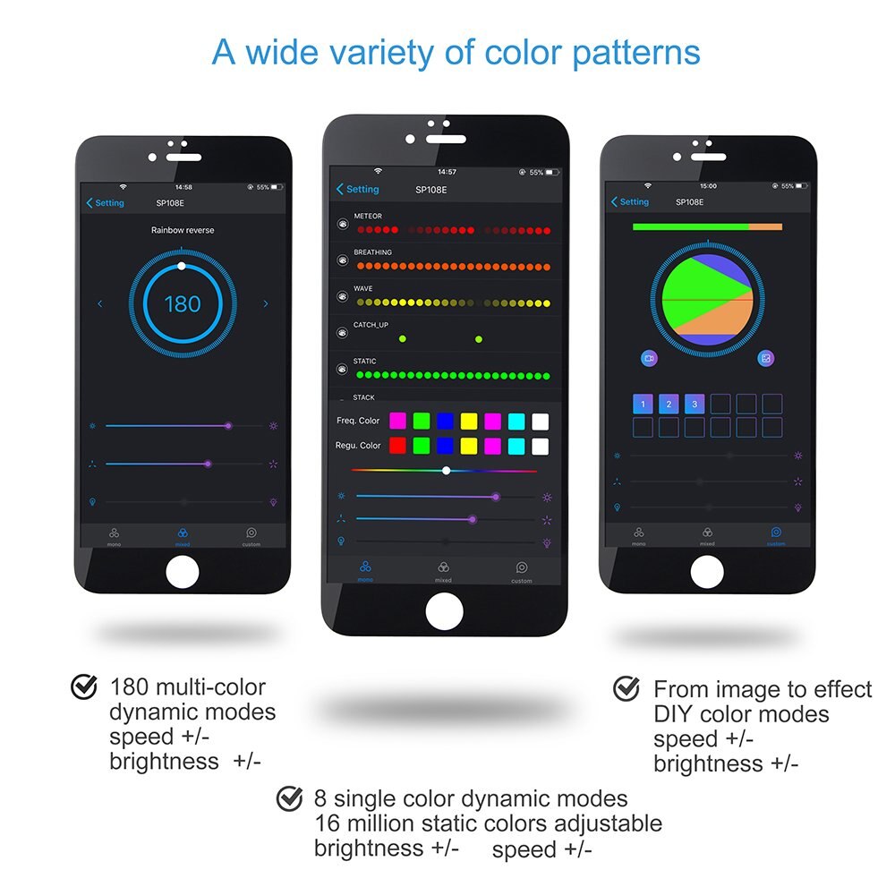 SP105E SP106E SP107E SP108E Bluetooth wifi music remote Controller For WS2801 WS2811 WS2812B SK6812 Magic Lights LED Pixel Strip