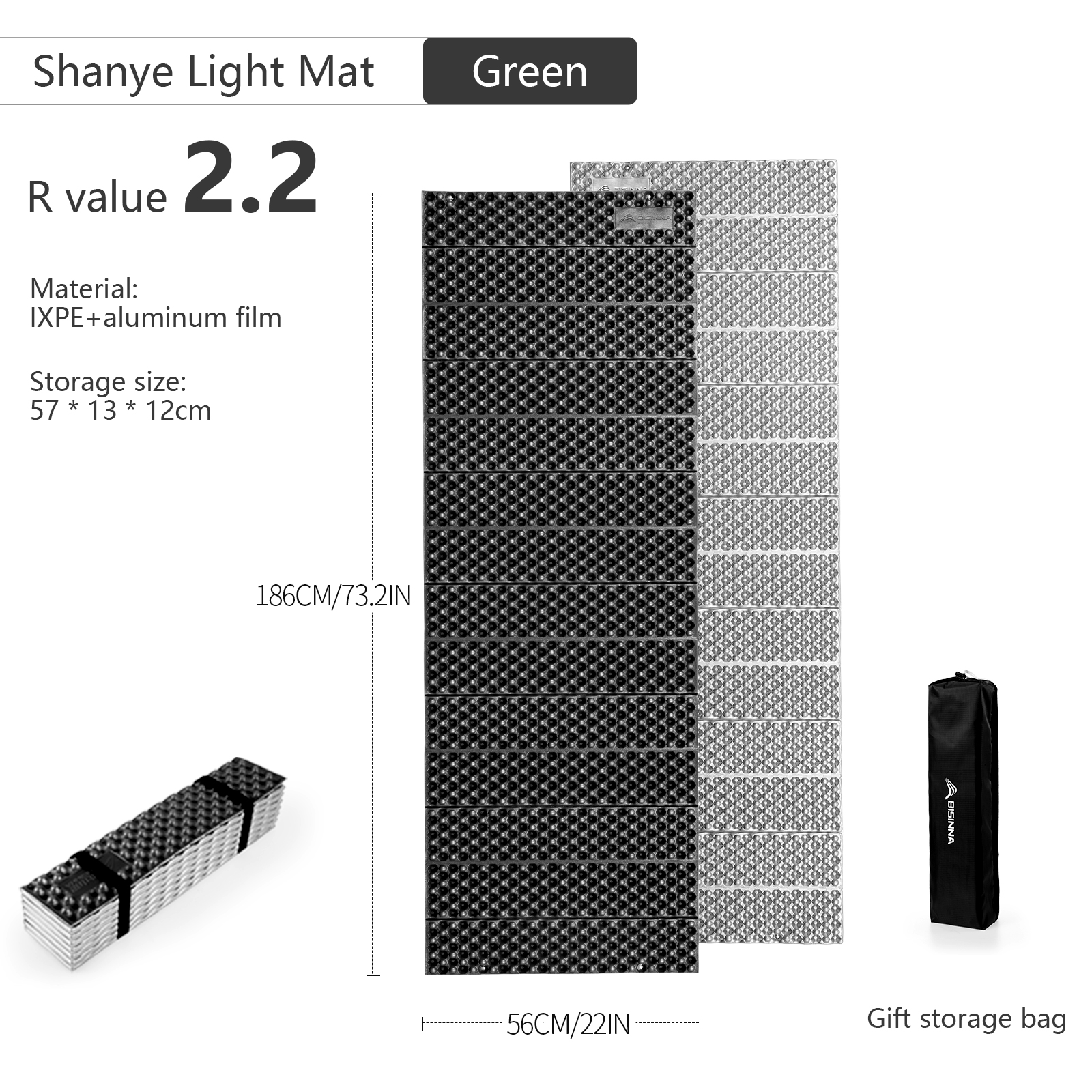 Bisinna ultralet campingmåtte bærbar foldbar fugtsikker liggeunderlag til udendørs picnic vandreture rejser: Sort