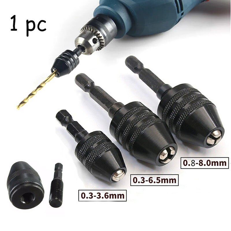 Mandril de taladro eléctrico de autosujeción, accesorios de herramientas de controlador de Rango de sujeción sin llave, adaptador de impacto, taladro de vástago hexagonal, mandril