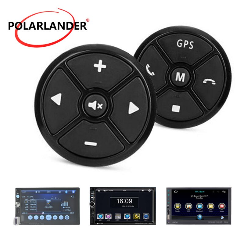 Universal Car Steering Wheel Control Key Music Wireless DVD Radio Remote Control GPS Navigation Buttons Black For Stereo Player