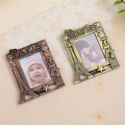 Mini marco de fotos europeo de Metal Retro, llavero de aleación para niños, marcos de estudio fotográfico, , decoración de escritorio, marcos de pintura: Caqui oscuro
