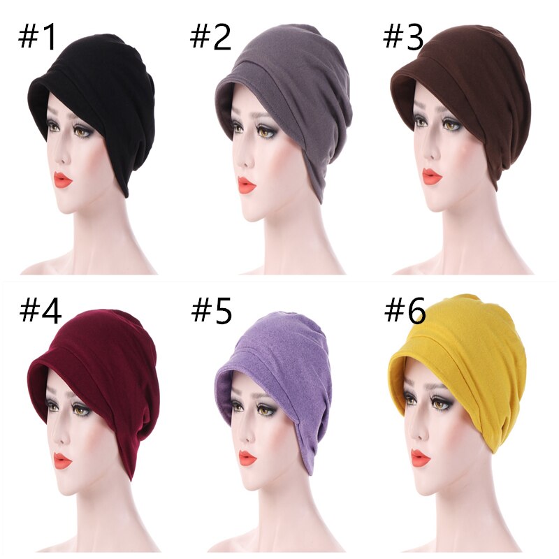 1 pcs Women warm hats solid soft 6 Colors Cotton Caps with brim