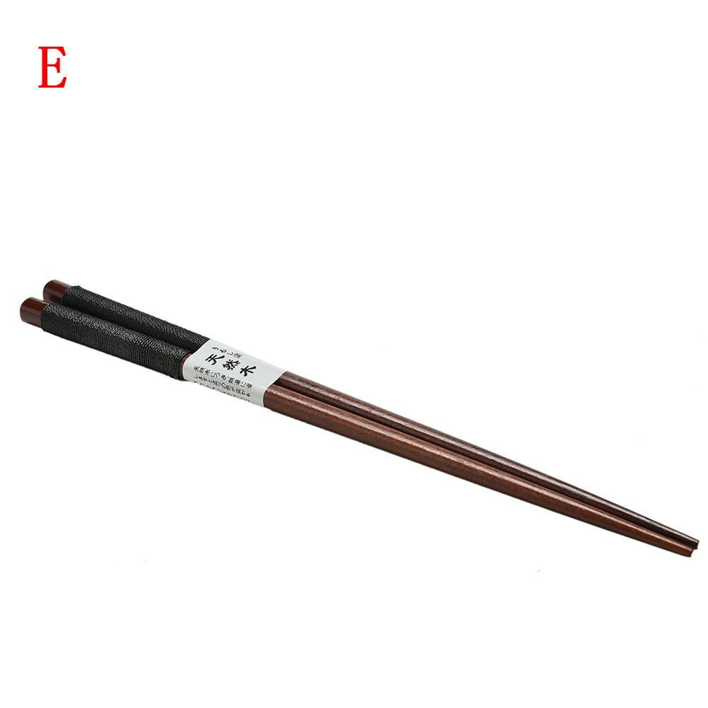 1Pair Wood Chinese Chopsticks Alloy Non-Slip Sushi Chop Sticks Japanese 6 Styles: E