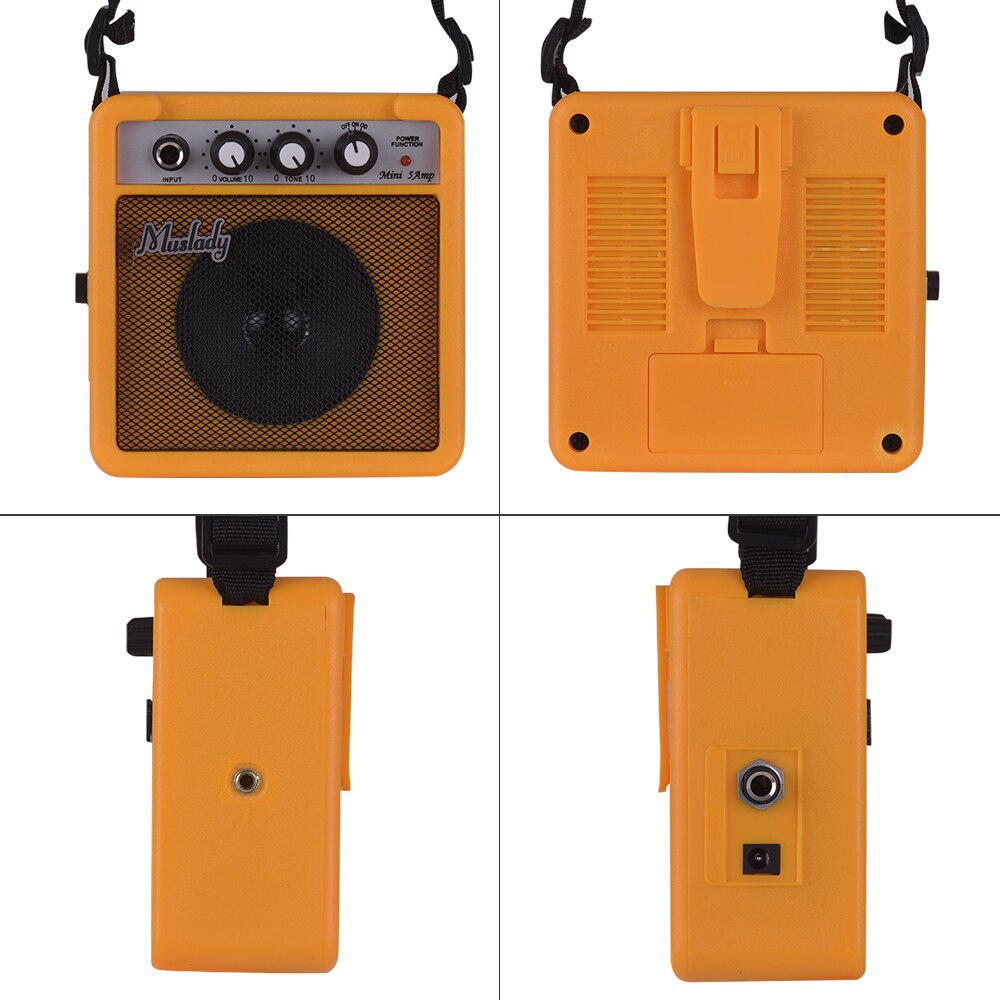 Muslady 5W Mini Guitar Amplifier Amp Speaker 3.5mm & 6.35mm Inputs 1/4 Inch Output Supports Volume Tone Adjustment Overdrive