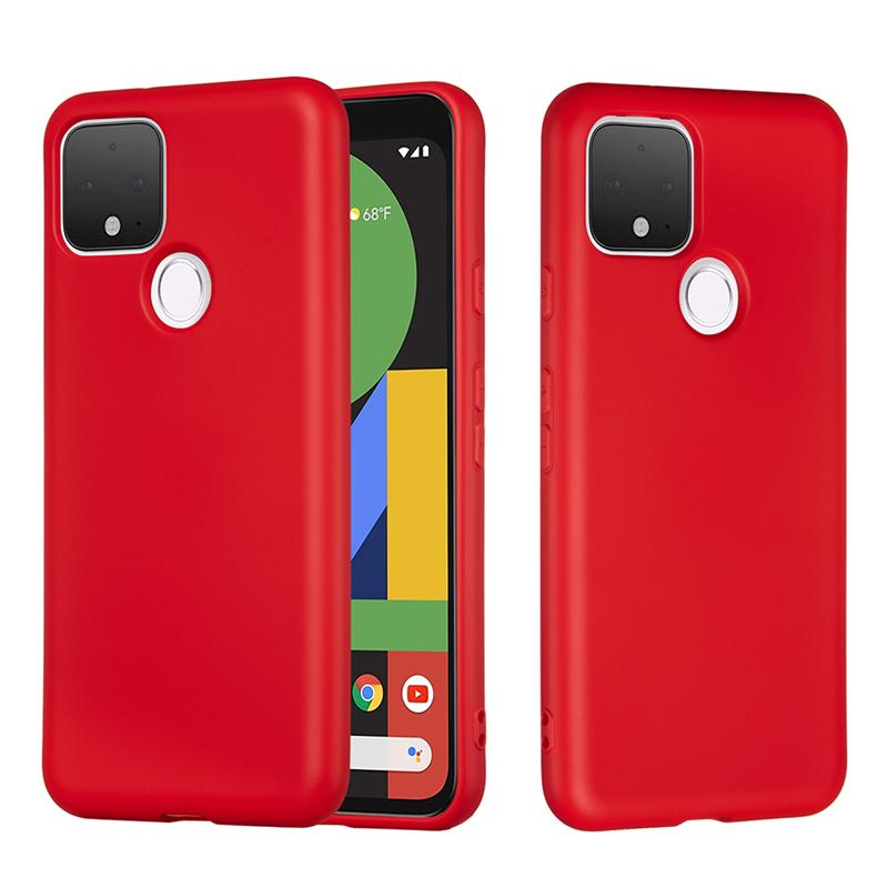 Vloeibare Siliconen Telefoon Shell Met Lanyard Compatibel Voor Google Pixel 4a 5G Pixel 5: for Pixel 5 / Rood