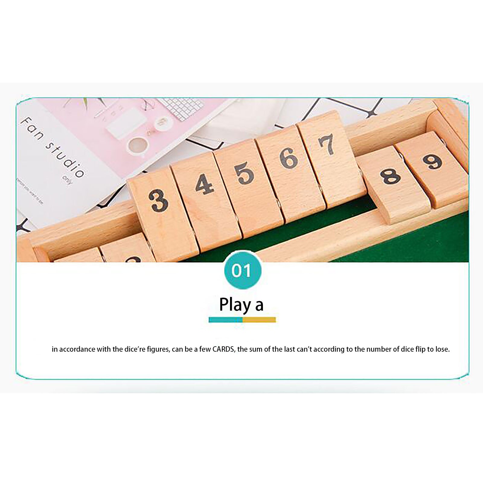 Jeu de dés traditionnel à quatre côtés en bois 10 chiffres Pub Bar pour fermer la boîte jouets éducatifs pour les jeux de fête pour enfants