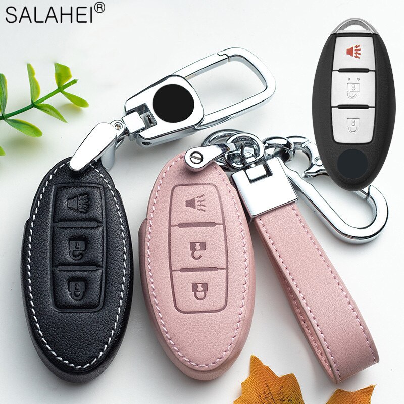 Leather Car Key Cover Case For Nissan Qashqai J10J11 X-Trail t31t32 kicks Tiida Pathfinder Murano Note Juke Infiniti For Car