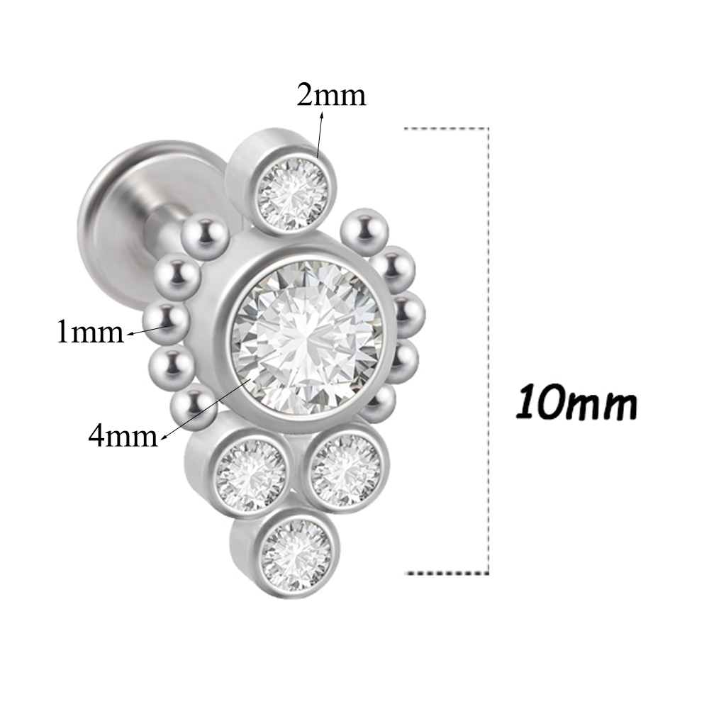 1PC Surgical Steel Silver Color Labret Flat Base E... – Grandado