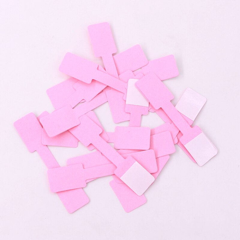100PCS 1.3*6cm multicolor paper folded ring label white/pink/yellow self adhesive price labels sticker for jewelry