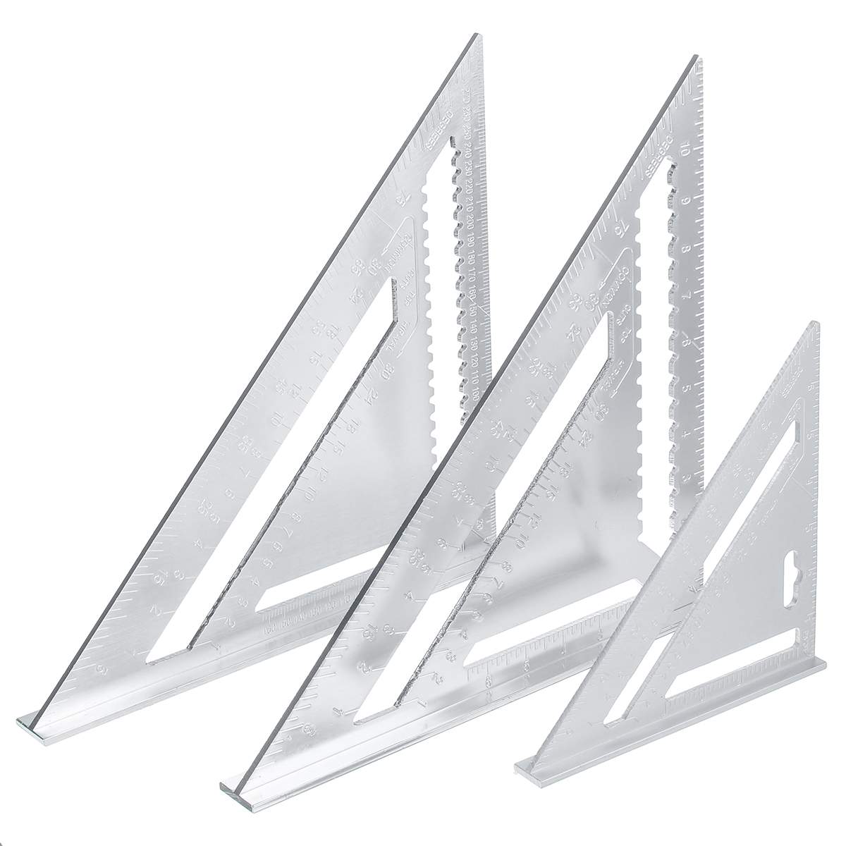 Angle Ruler 7/12 inch Metric Aluminum Alloy Triangular Measuring Ruler Woodwork Speed Square Triangle Angle Protractor
