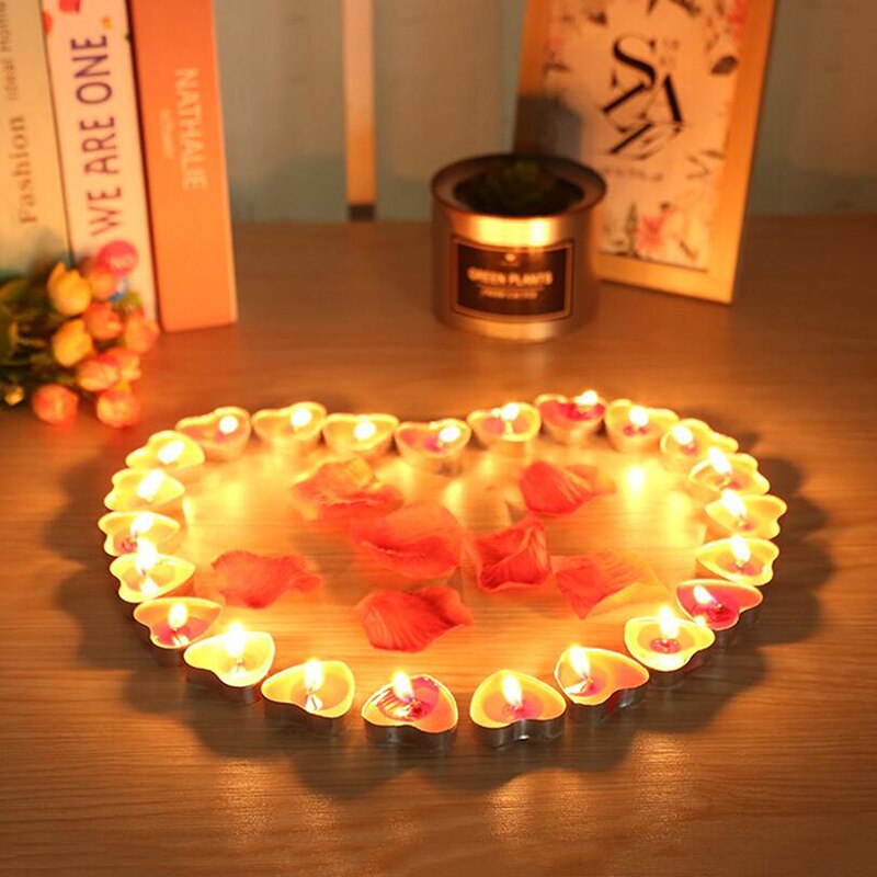 50Stck Liebe Herz Geformt Tee Licht Kerzen Rauchlosen Kerzen Romantische Dekorative