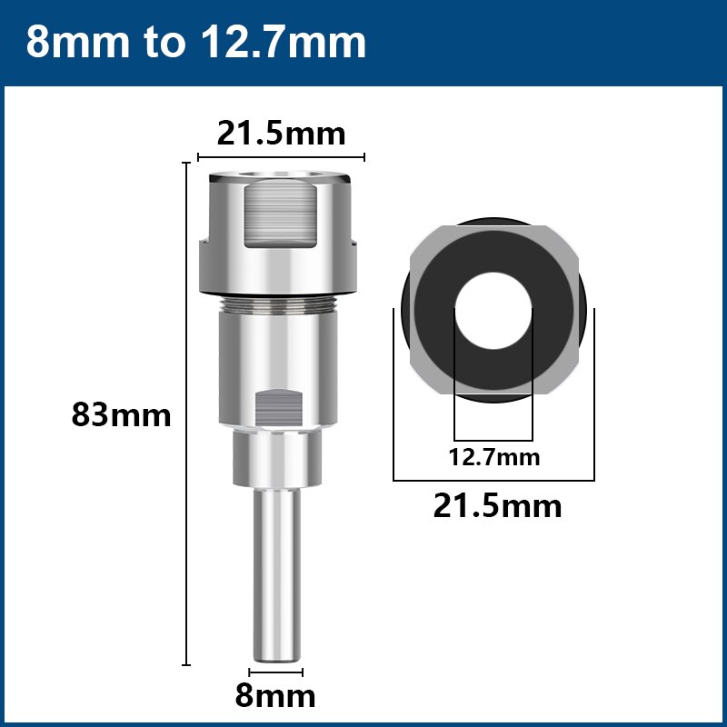 1PC Router Bit Extension Rod 6mm 1/4'' 8mm 12mm Shank Collet Engraving Machine Extension Milling Cutter Tool Holder: 8mm to 12.7mm