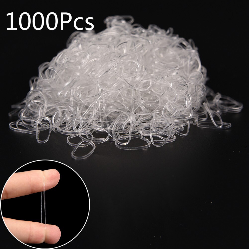 Élastique Transparent pour cheveux, 1000 pièces/paquet, bande en caoutchouc pour femmes et filles, attache queue de cheval, accessoires, outil de coiffure