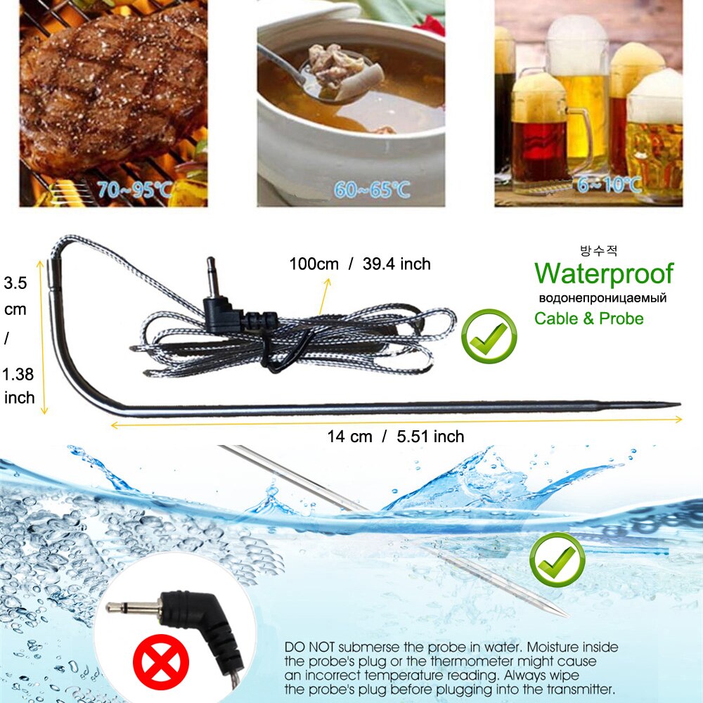 Digitale Keuken Thermometer voor Oven Vlees BBQ Barbecue Grill Gebraden Voedsel Koken Water Melk Vloeibare Temperatuur Gauge Probe Sensor