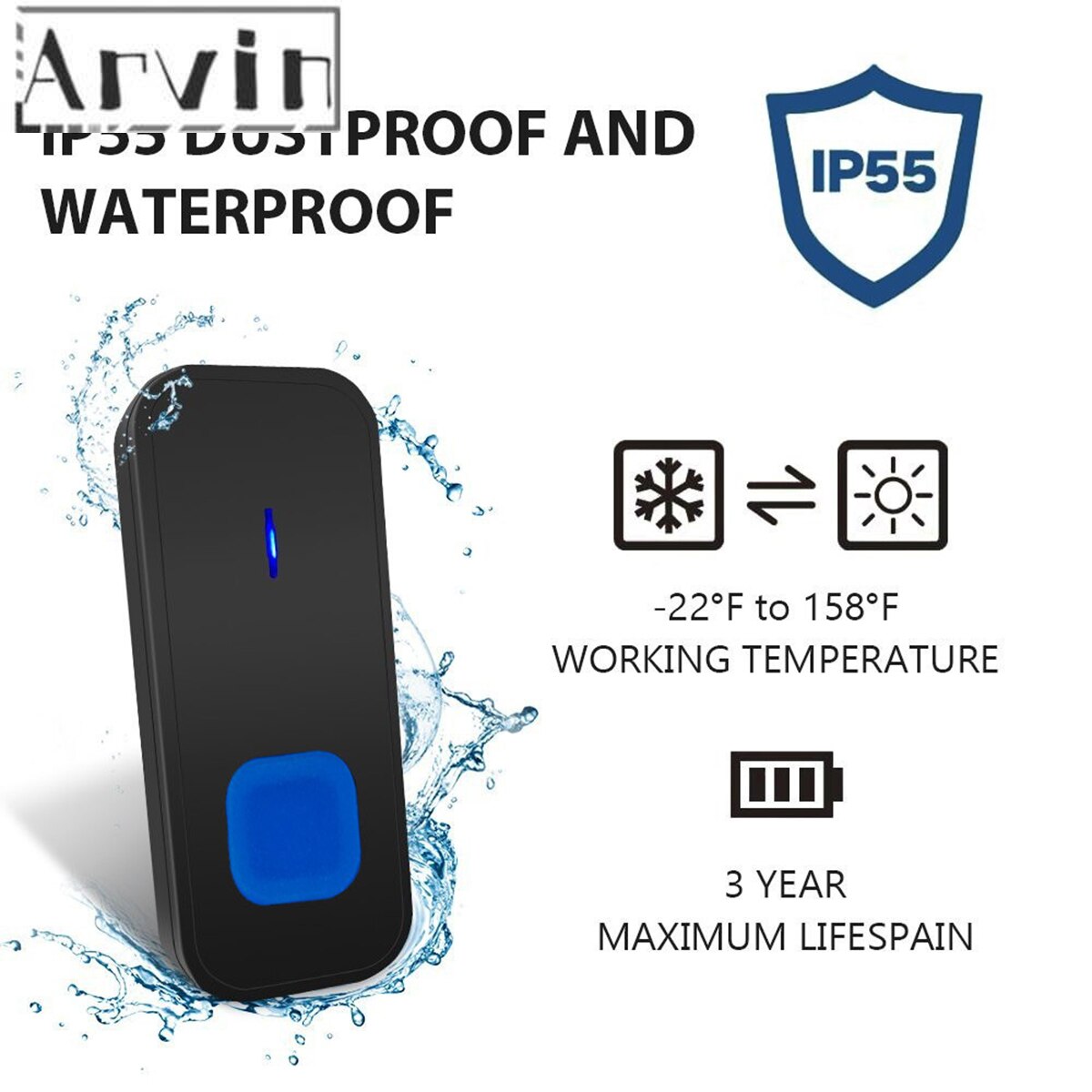300M Wireless Door Bell Waterproof Battery Operated Loud Chime Doorbell Wireless Electronic Waterproof Houseware DC Doorbell