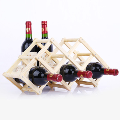 Soportes de madera para botellas de vino, estantes de almacenamiento de exhibición creativos y prácticos, plegables, decorativos, para sala de estar: 5Bottles-1
