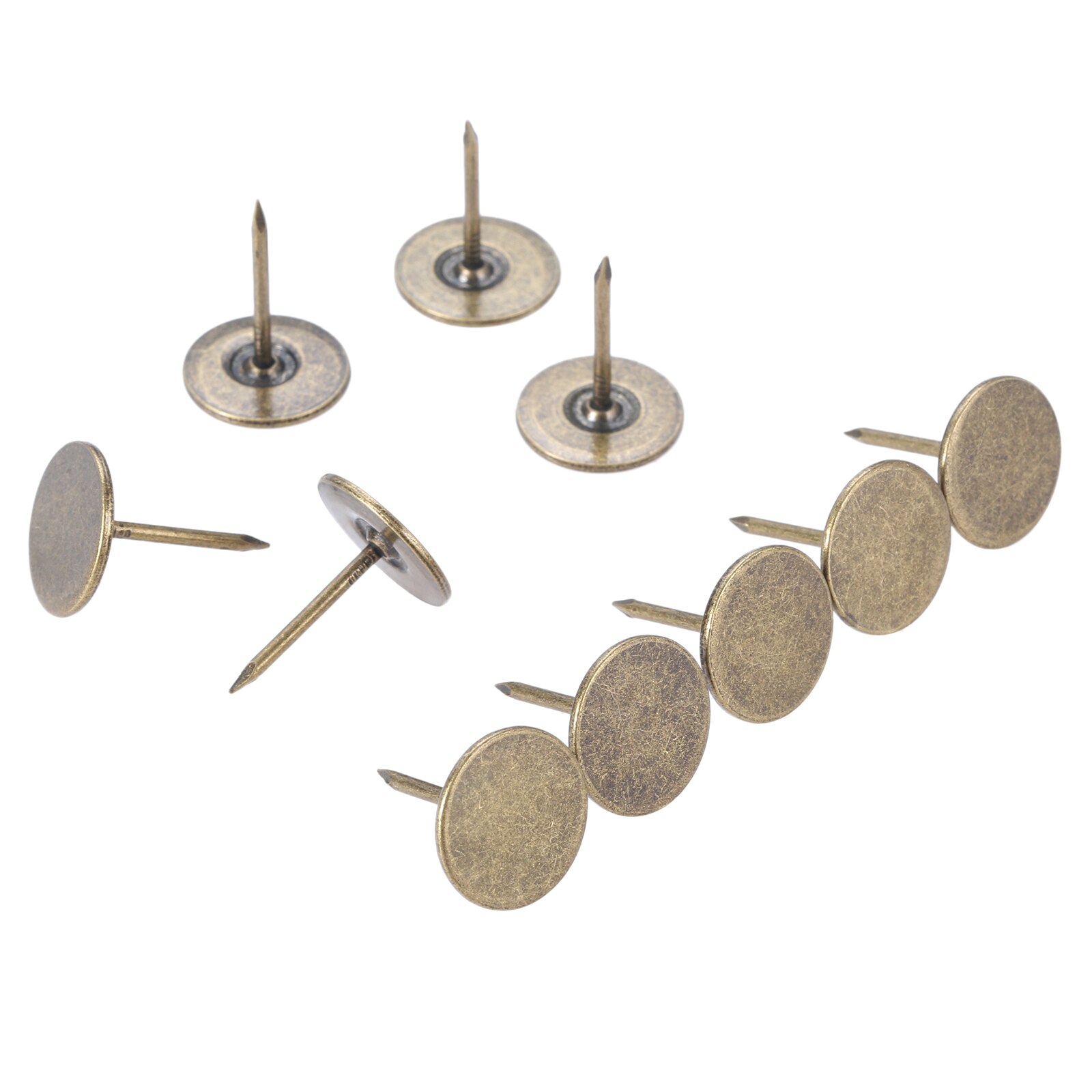 Chinchetas de Metal de cabeza redonda plana para tapicería, tachuelas clásicas de bronce antiguo/oro, 15x19mm, decoración de sofá, 10-100 Uds.: 10PCS Antique Bronze