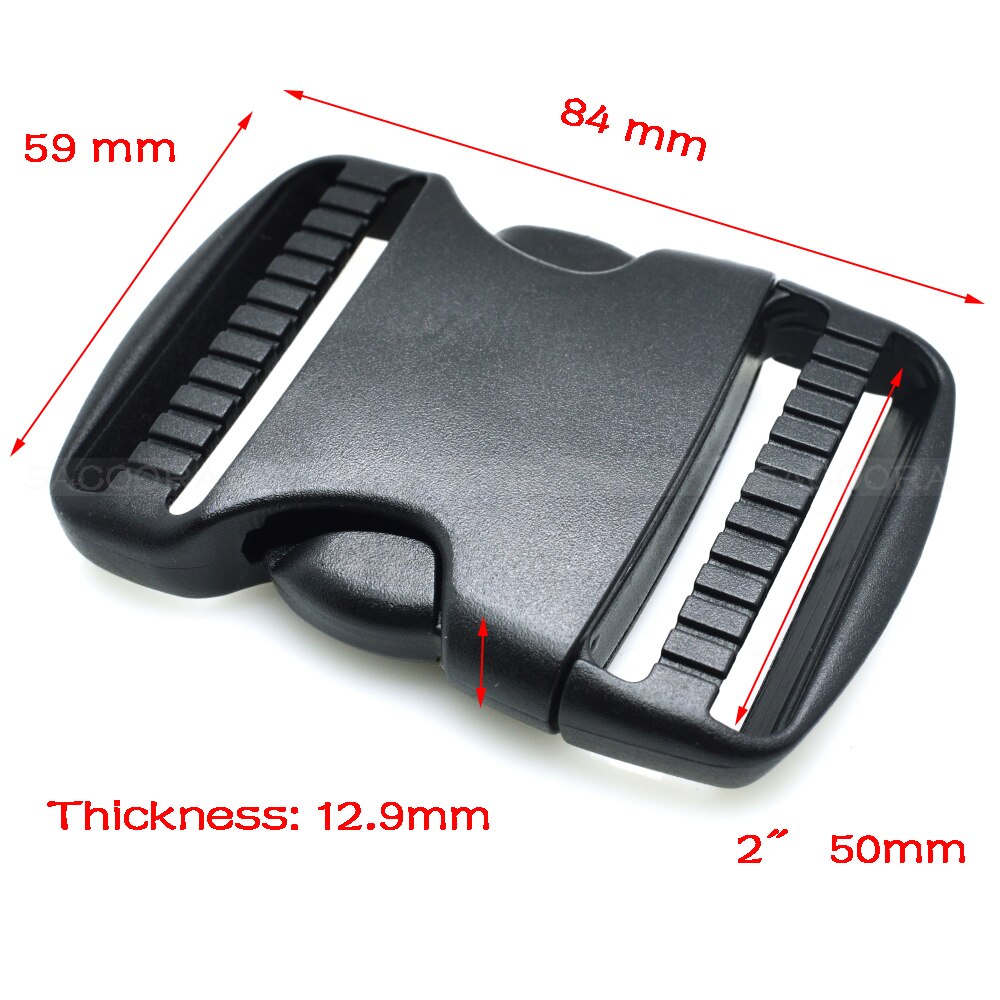 20mm 25mm 32mm~50mm Plastic Hardware Dual Adjustable Side Release Buckles Molle Tatical Backpack Belt Bag Parts Strap Webbing: 10pcs / Webbing Size 50mm