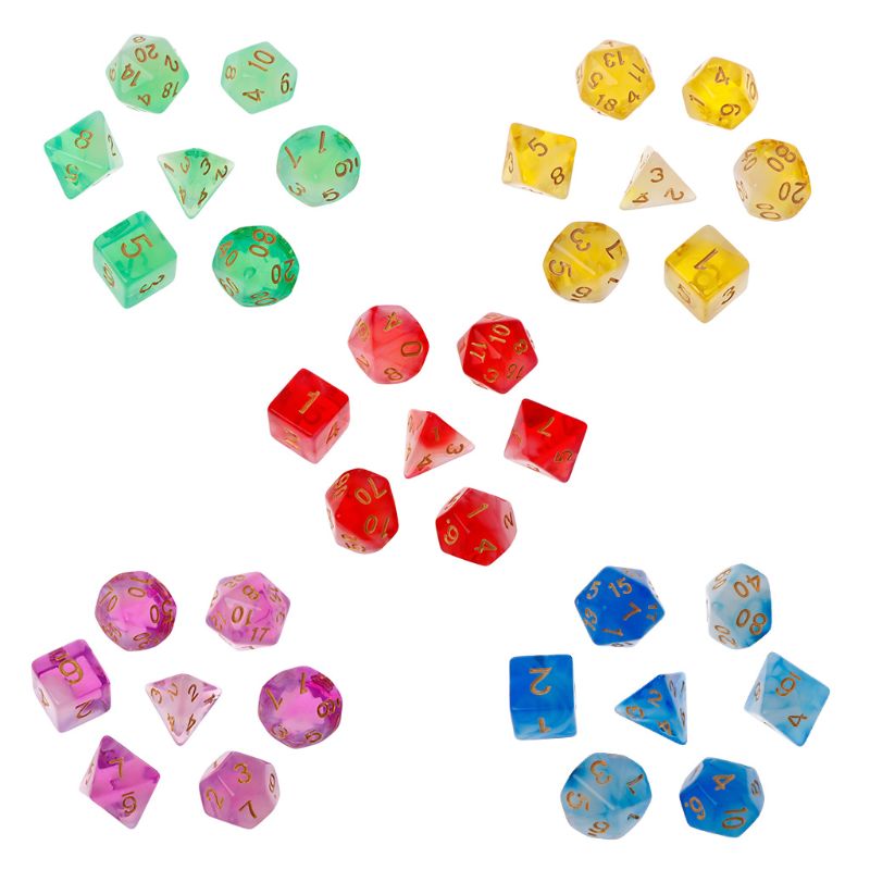 Nova 7 pçs/set Poliédrico Dados Lados D4 D6 D8 D10 D12 D20 Para Jogo De Mesa Acessórios de Entretenimento