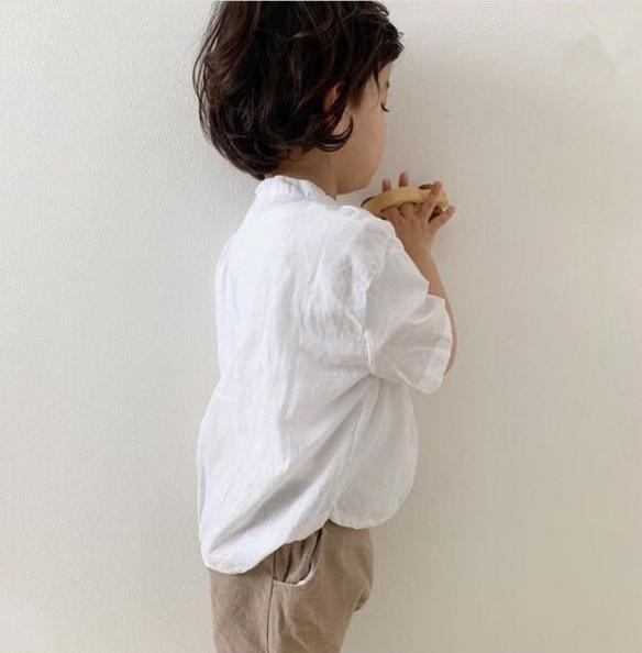 Dojhonkids bomuld linned toppe sommer korte ærmer børn piger drenge bluser solide bløde skjorter børn toppe afslappet korea japan baby t-shirt