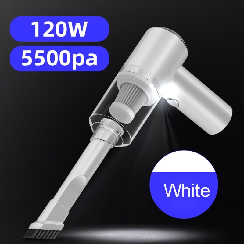 Aspiradora inalámbrica para coche y hogar, aspiradora potente recargable por USB de 5500Pa y 120W