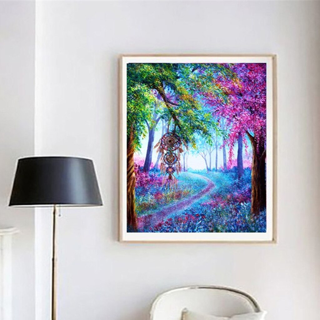 Full Drill DIY Crystal Diamond Painting Landscape Pictures Cross Stitch Kits: forest