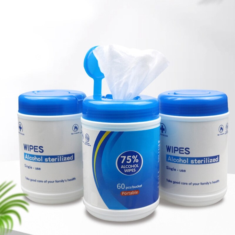 4 Pack 60 PCS 75 Alcohol Disposable Disinfection Wipes Disposable Hand