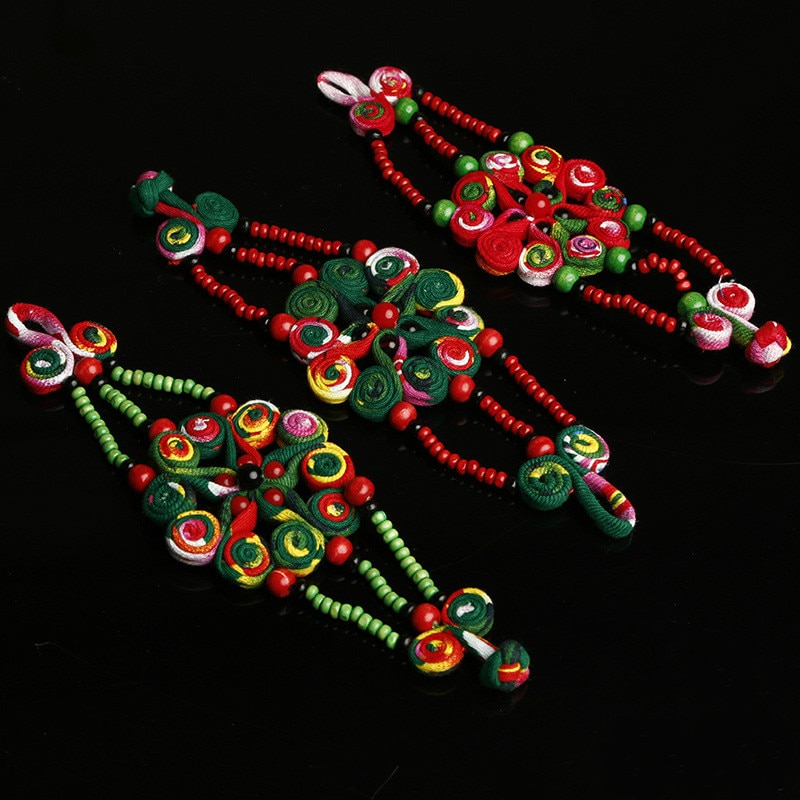 Etnische stijl stof bloem armband hand geweven borduurwerk pouch bead armband