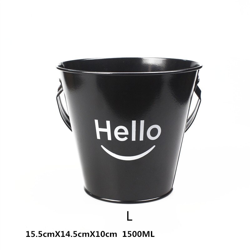 Secchiello per il ghiaccio patatine fritte secchiello piccolo caffetteria Bar Party creativo Mini secchiello per il ghiaccio patatine fritte barile ferro: Hello-Black-L
