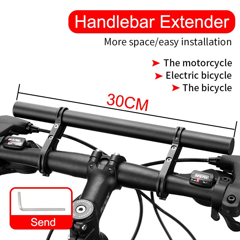 Extensor de manillar de bicicleta, abrazadera doble de aleación de aluminio, accesorios para Faro de bicicleta de montaña MTB, 20/30cm