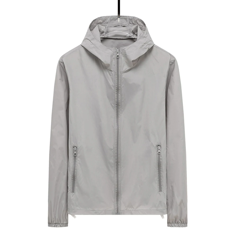 Men Waterproof Jacket Hooded Sport Coat Unisex Outwear Lightweight Windbreaker: L / SKY BLUE