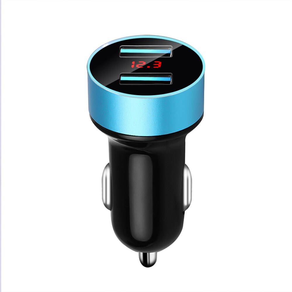 3.1A Dual USB Car Charger 2 Ports LCD Display 12-24V Car Cigarette Socket Lighter Car Phone Charger for iPhone 12 11 Pro Samsung: Blue