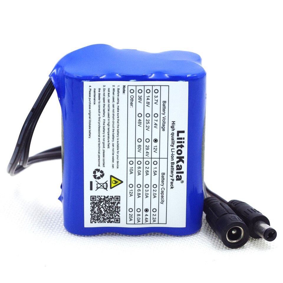 Liitokala 12v 4.4 ah 4400 mah 18650 genopladeligt batteri 12v +  pcb lithium batteripakke beskyttelseskort  +12.6v 1a oplader