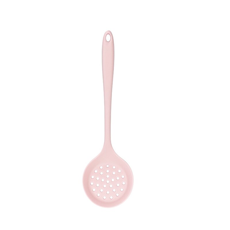 Silicone Kitchen Utensils Colander Spatula Non-stick Soup Spoon Cooking Tools Spatula Kitchenware Cooking Shovel Tableware: pink-colander