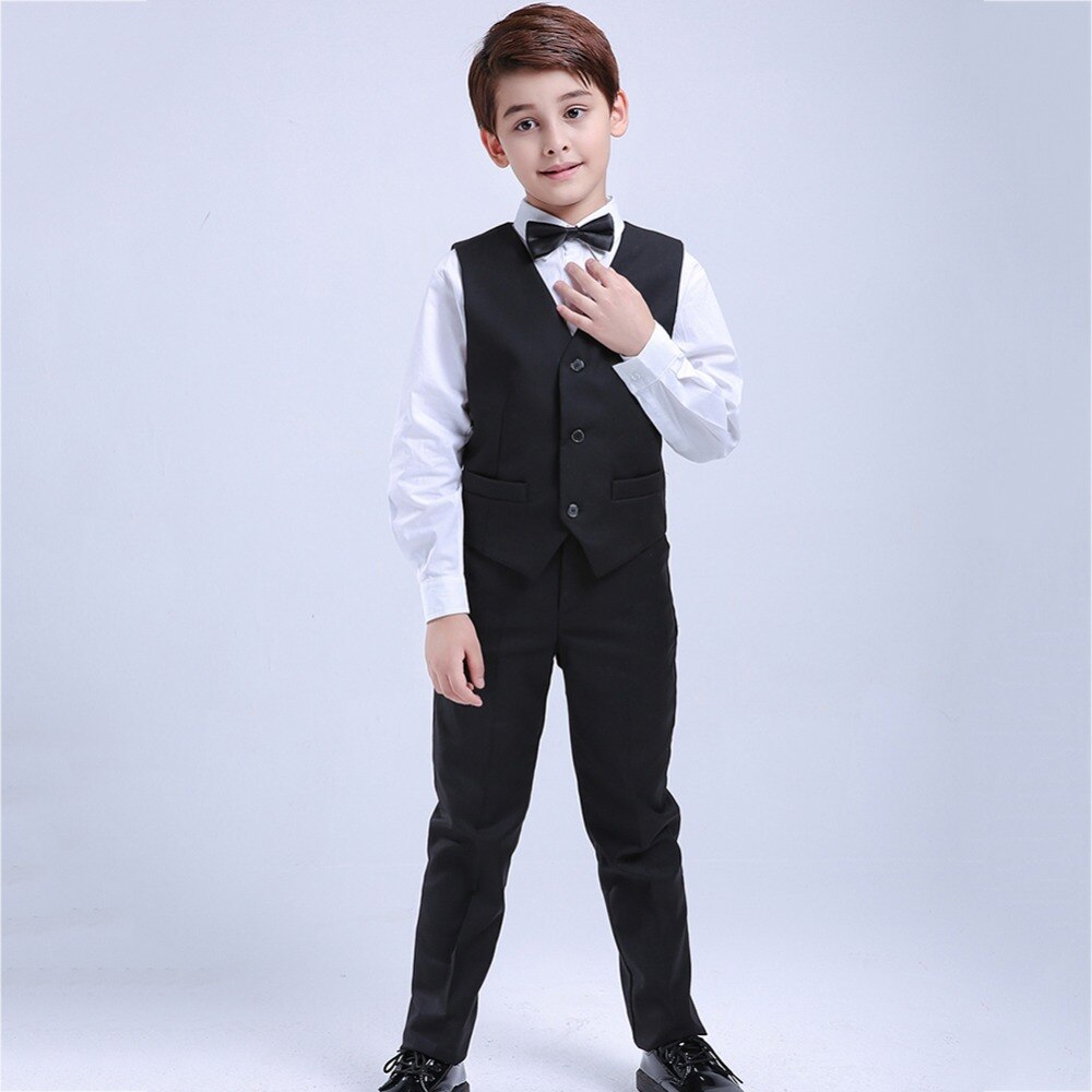 Children Suit Tuxedo Dress Party Ring bearer 5 Pcs Black Toddler Boys Suits Wedding Formal