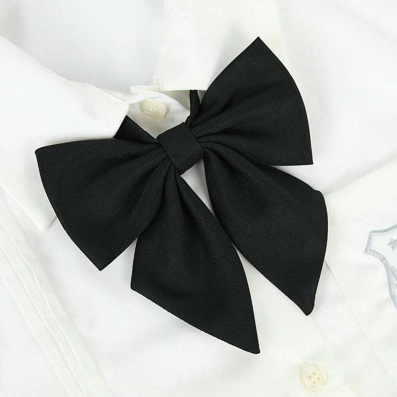 Solid Colors Big Bowknot JK Neckwear Girls Bow Tie Necktie Choker For Preppy Students Japanese Korean School Uniforms Shirts Tie: black