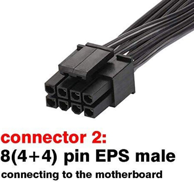 EPS 8 Pin Power Extension Cable, ATX CPU 8 Pin Female to 8(4+4) Pin Male EPS Extension Cable,12 Inches