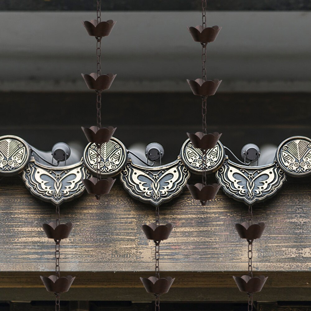 1m Universal Roof Corner Rain Chain Metal Rain Catcher Garden Accessory