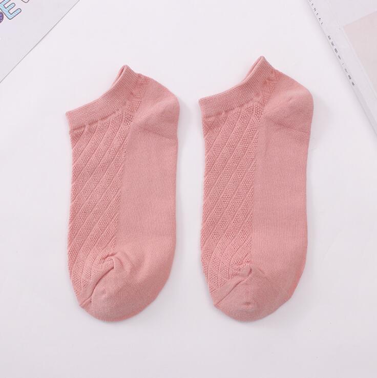 Calcetines de algodón a rayas para mujer, medias pequeñas y frescas de , 5 pares: Rosa