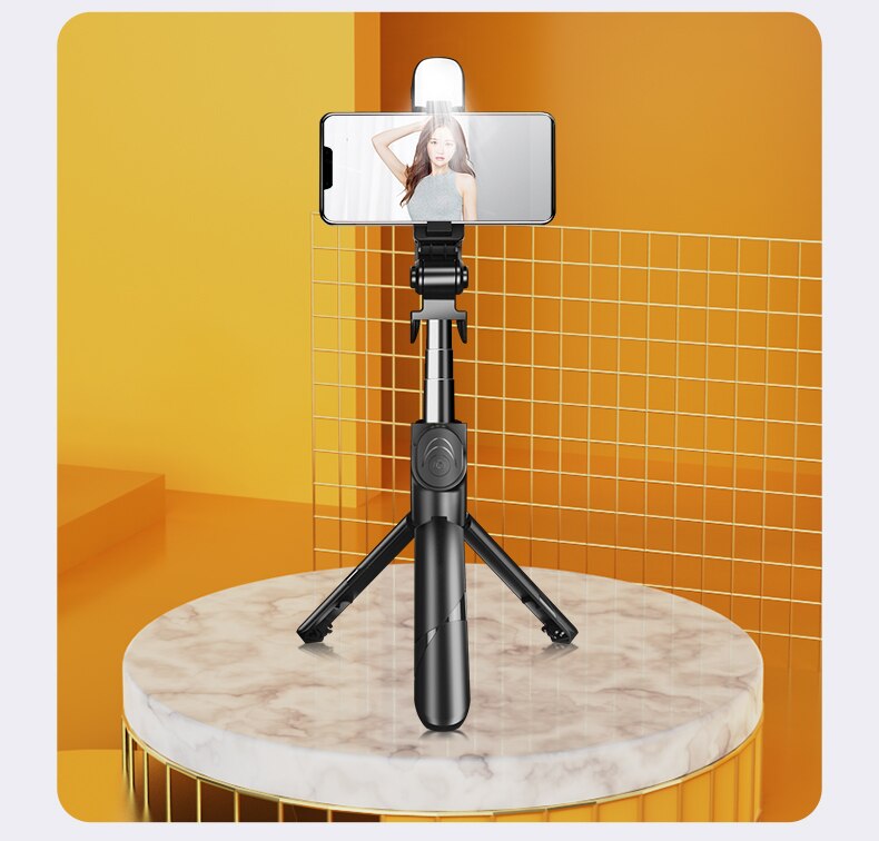 XT02 Detachable Clip Bluetooth Selfie Stick Universal Horizontal and Vertical Tripod Selfie Stick Phone Bracket Photograph: black-2