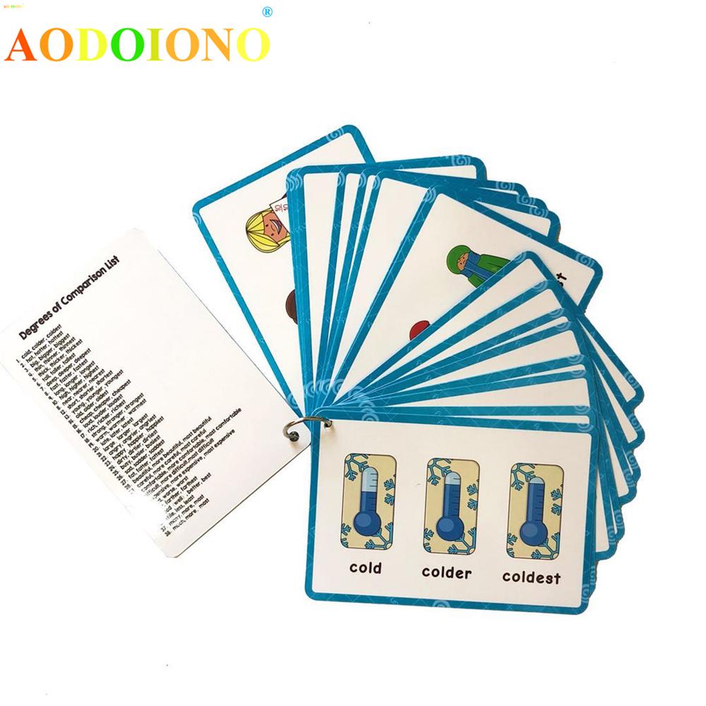 38pcs English Adjectives Original Level Comparison Level Change Rules Cards Toy Enlightenment Card Classroom Teaching Aids
