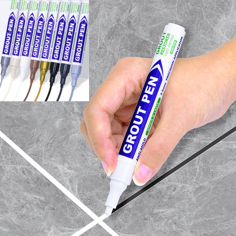 8 farver hvid fugepen vandtæt vægfuge restaureringspen til badeværelse, væg og gulv, dekontaminering, søm reparationspenne