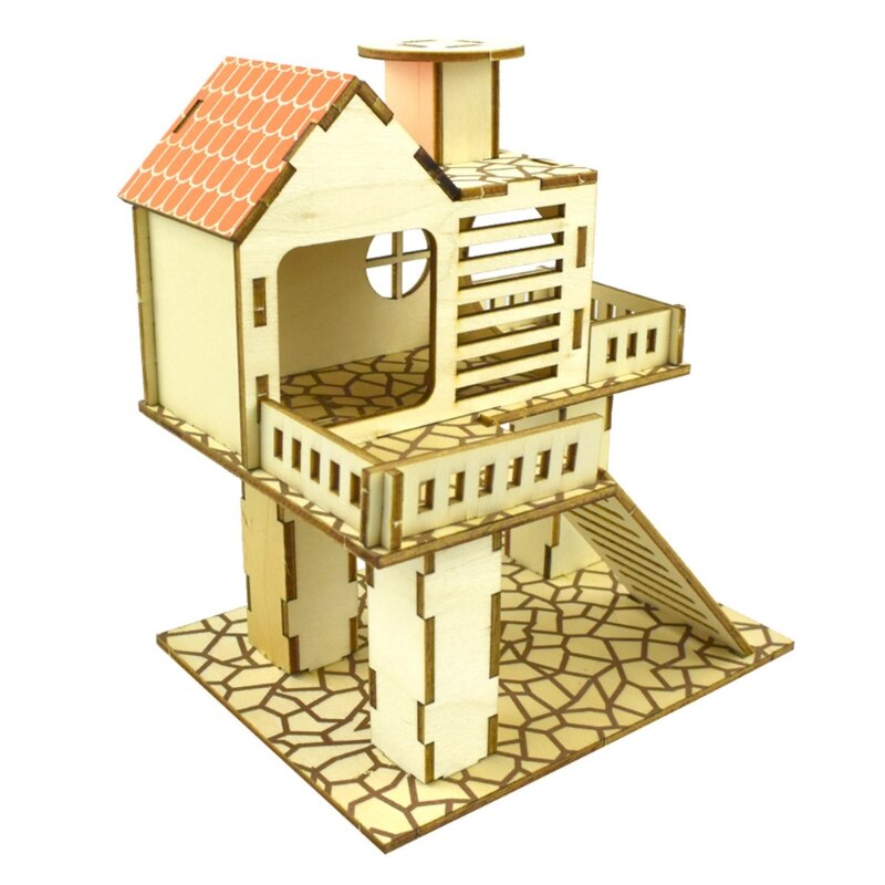 Kathson Hamster-Plattform-Set – 4-teilig, Aus Naturholz, Mit Leiter & Stehplattformen