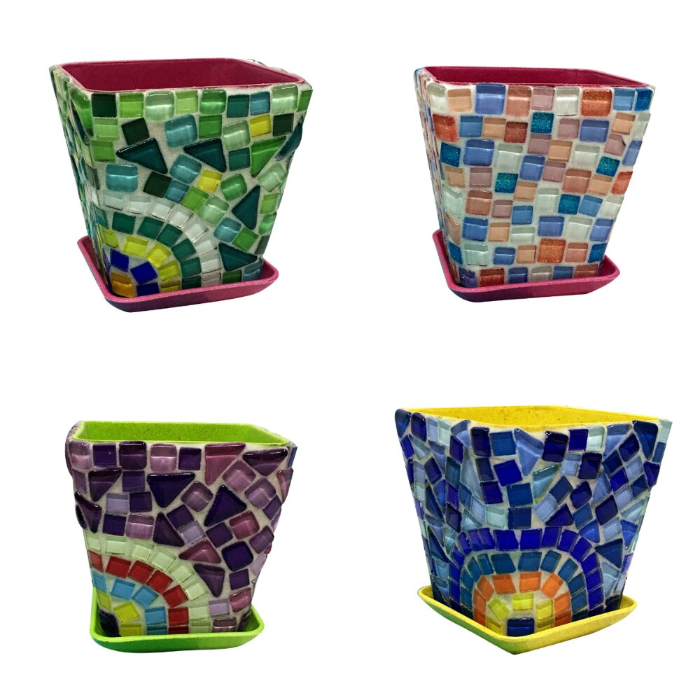 Mini maceta de plantas suculentas Multicolor, mosaico de arte polígono, azulejos, Material para manualidades y manualidades DIY