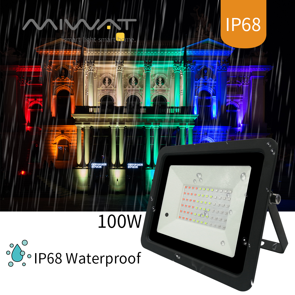 110v/220v rgb ledet flomlys  ip68 utendørs rgb flomlys belysning 20w 30w 50w 100w veggvasker lampe reflektor hage søkelyset