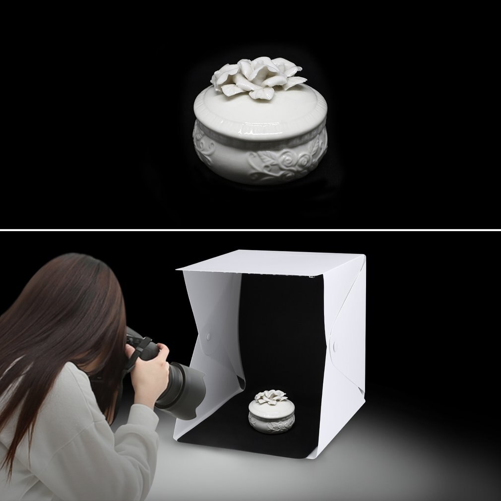 Fällbart bärbart rum foto ljuslåda led studio softboxar fotografering belysning tält kit 4 färger bakgrund växla kontroll