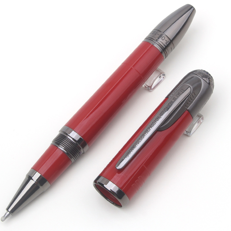Classique Signature Ferr-ari Gray/Silver Clip Red Piston Rollerball Ballpoint Ink Fountain Pen Office Writing for
