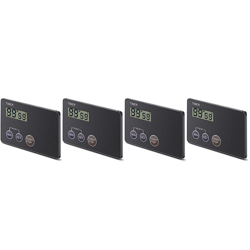 4 Pieces Magnetic Timer Portable Timer Credit Card Size Digital Countdown Timer Magnetic Back with Clip Cooking Timer: Default Title