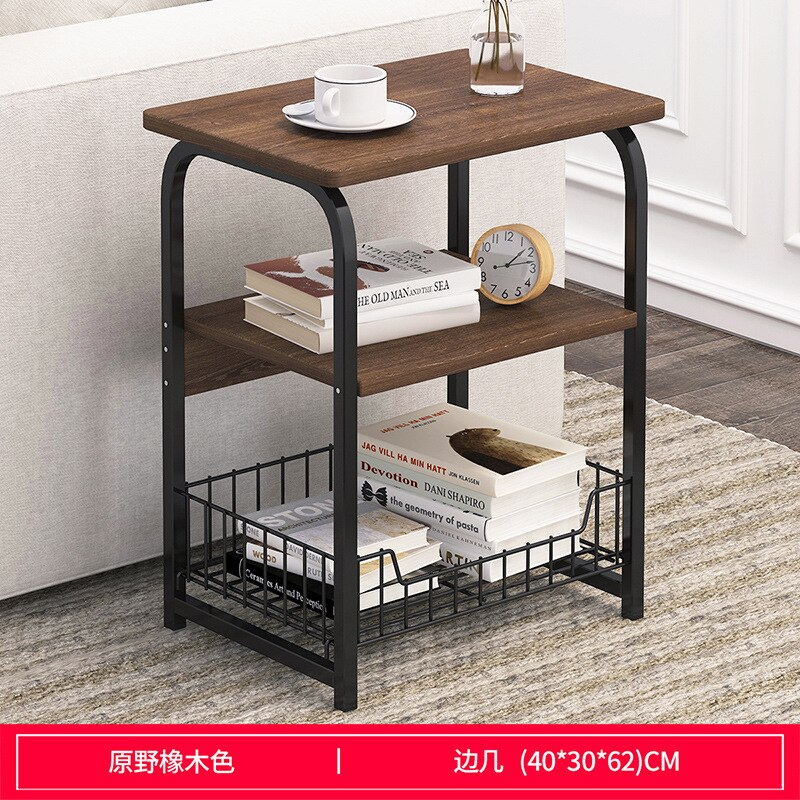 Dai FA Sofa Side Cabinet Small Tea Table Mini Small Table Bedroom Small Bedside Small Table Movable Side Table: Field Oak . Blac62CM