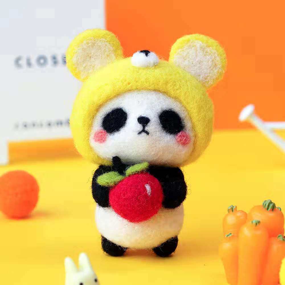 Juguete semiterminado de fieltro de lana de Panda, accesorios para muñecas DIY, aguja de fieltro de lana, conjunto de agujas de tejer, accesorios de artesanía de Navidad: Panda mouse